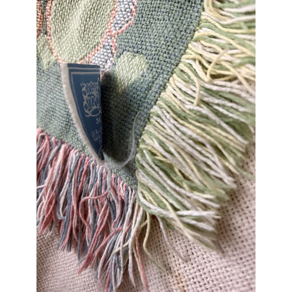 Vintage Goose Girl Woven Tapestry‎ Throw Blanket Cottagecore Storybook  65x48